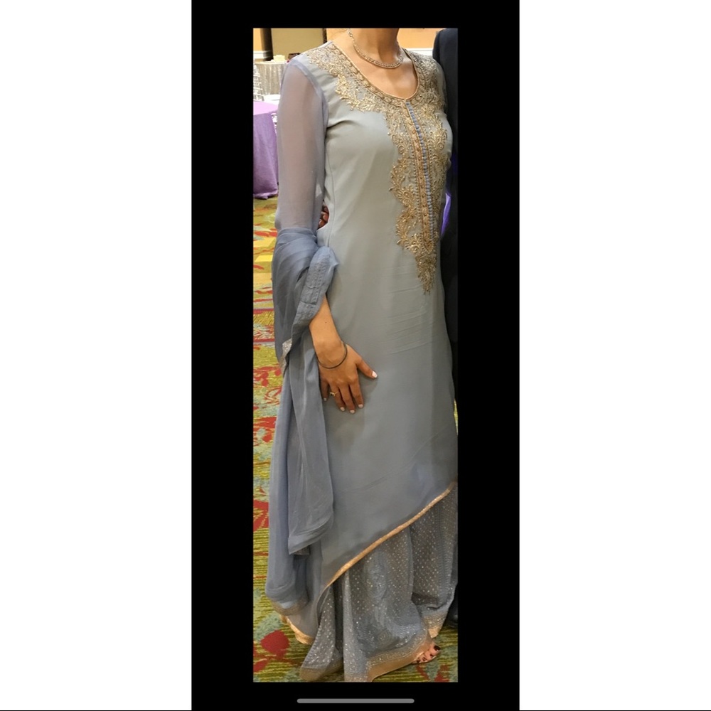 Sky blue Indian suit with Gharara